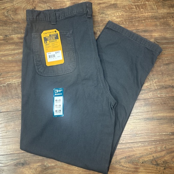 Carhartt 42X32 Gray Rugged Flex Relaxed Fit Canvas Flannel Lined Work Pant NEW - Picture 1 of 9